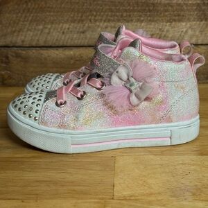 Skechers Glittery Pink Kids Sneakers with Bow